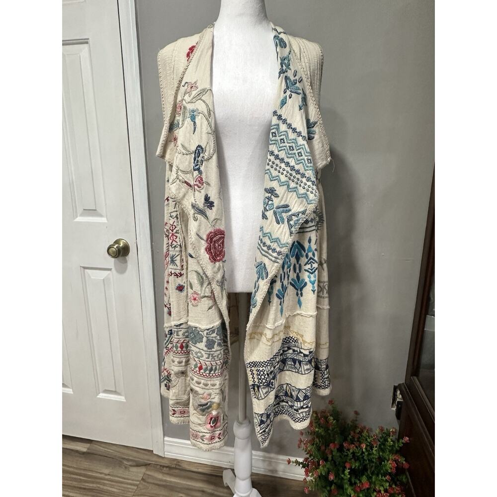 NWT $418 Johnny Was IMRIE PATCHWORK VEST LIBEI Lagenlook oversized Boho Festival